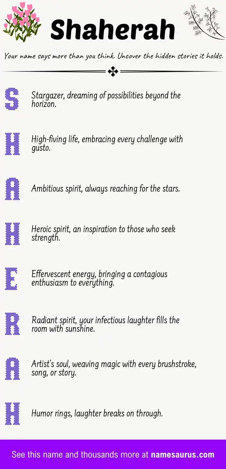 Acrostic poem about Shaherah.