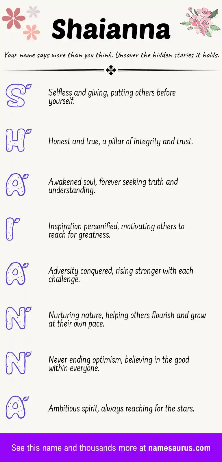 Acrostic poem about Shaianna.