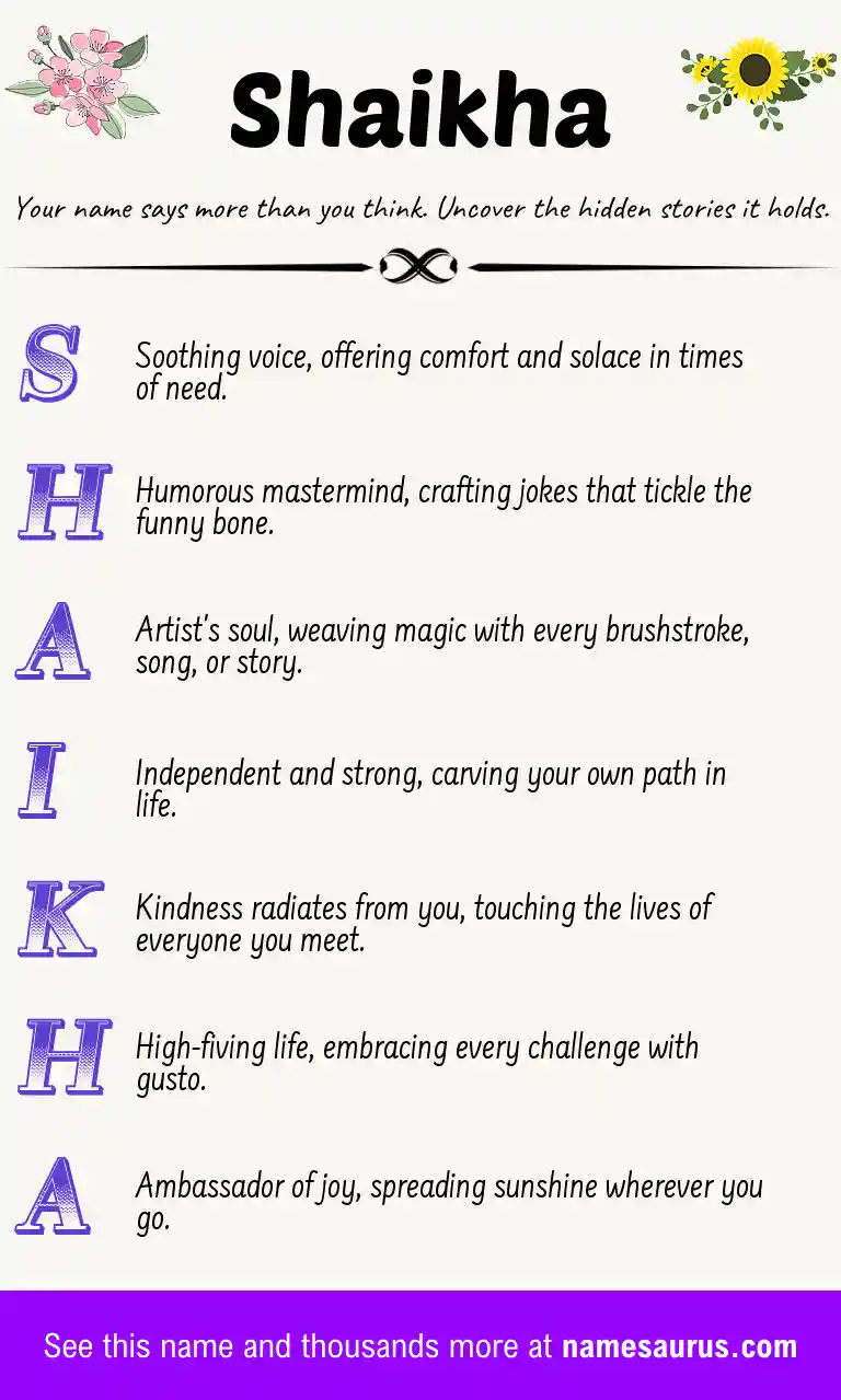 Acrostic poem about Shaikha.
