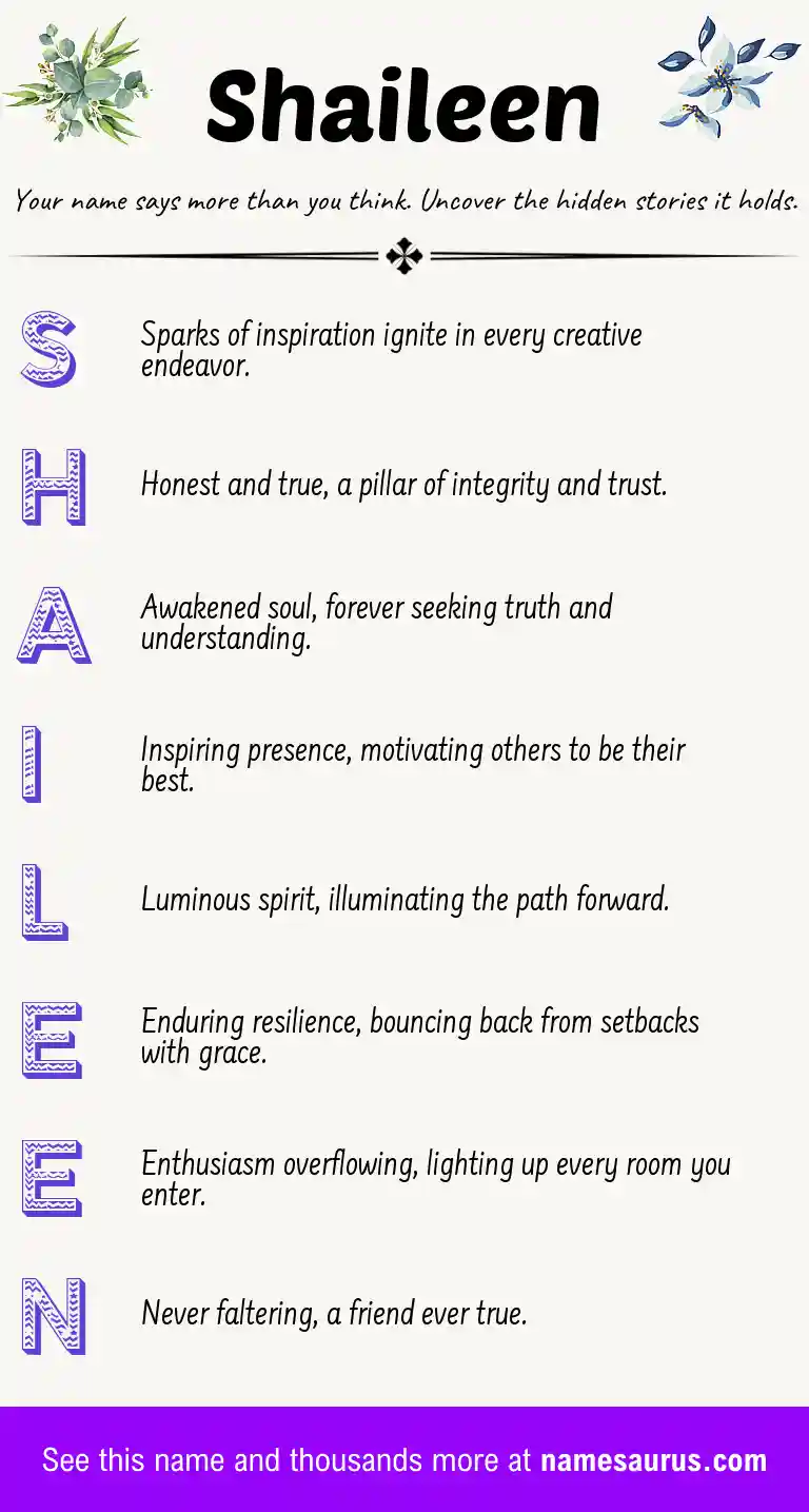 Acrostic poem about Shaileen.