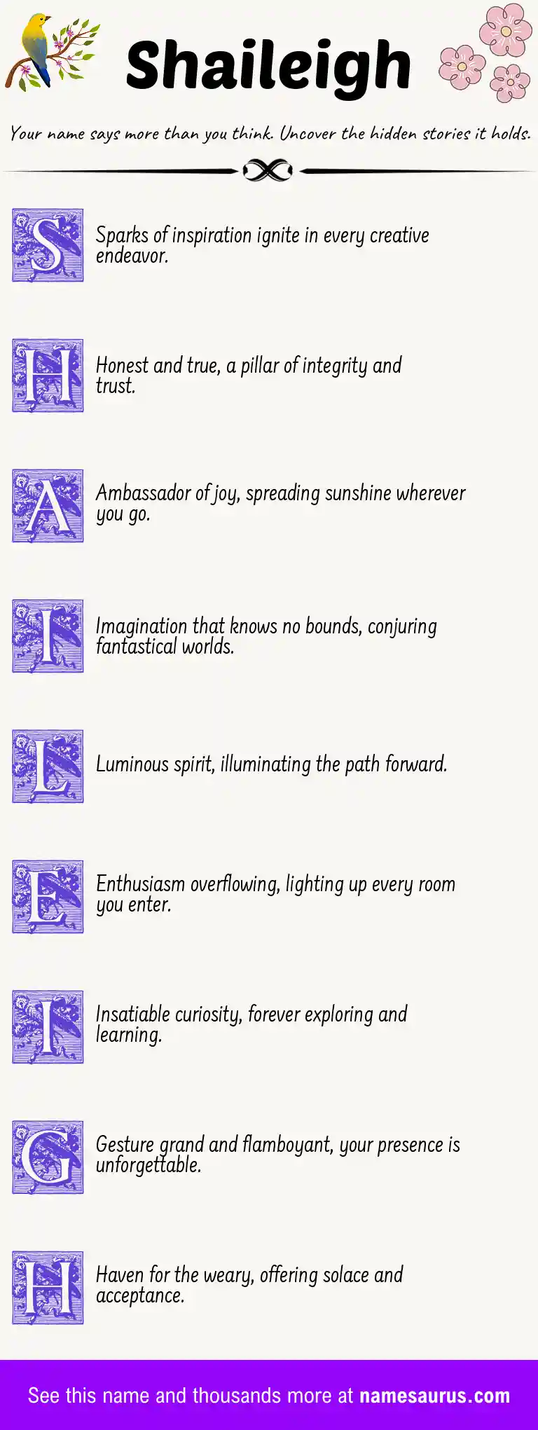 Acrostic poem about Shaileigh.