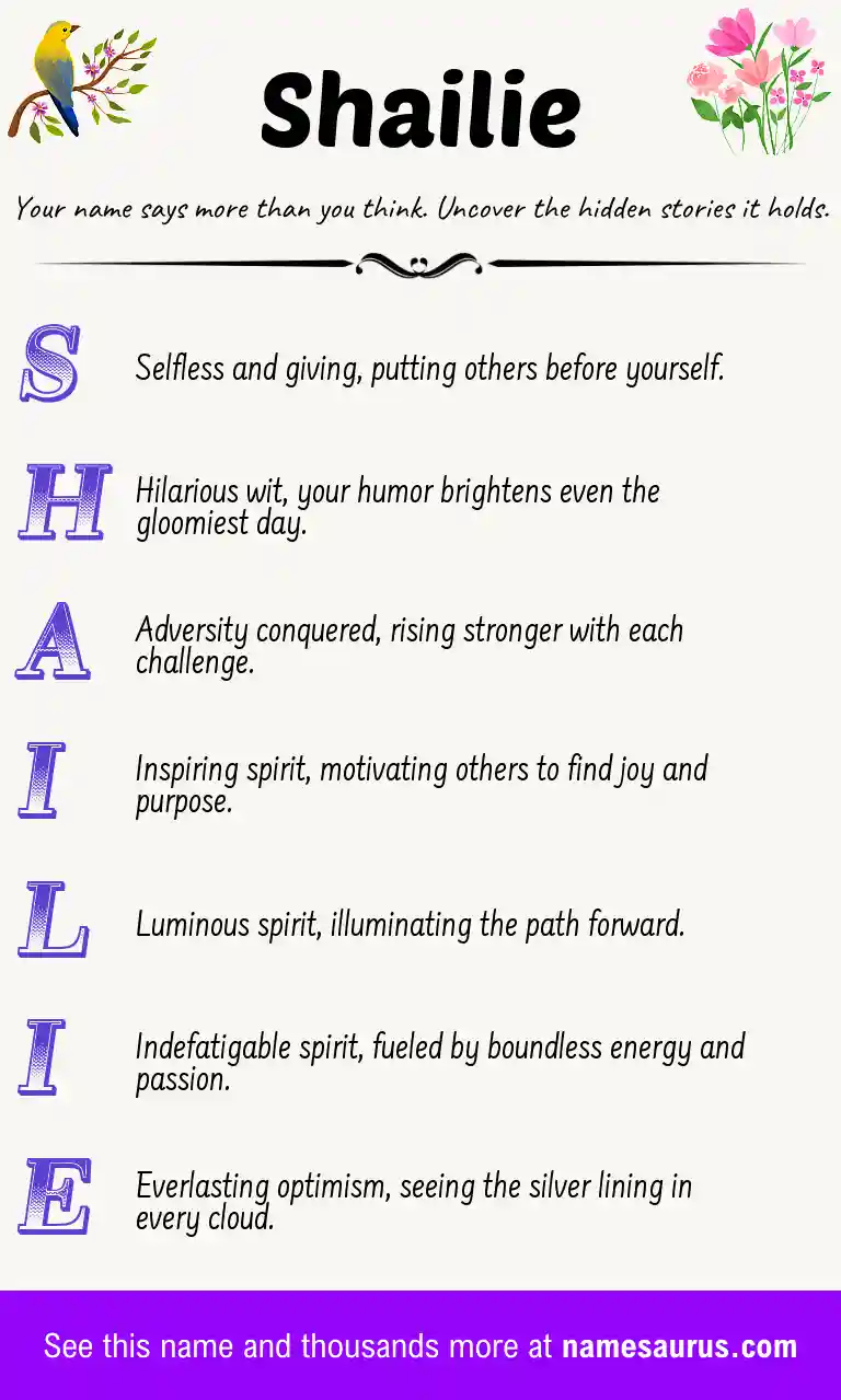 Acrostic poem about Shailie.