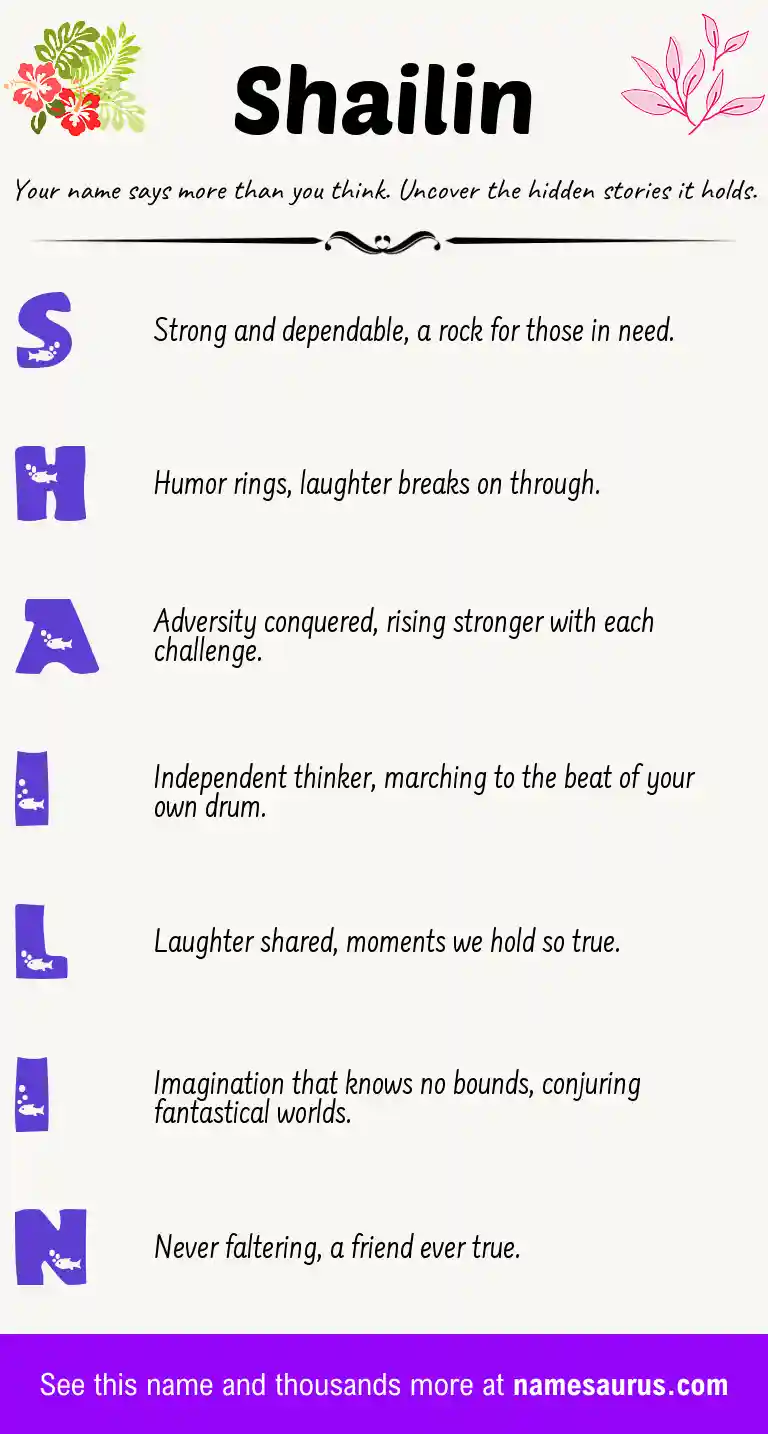 Acrostic poem about Shailin.