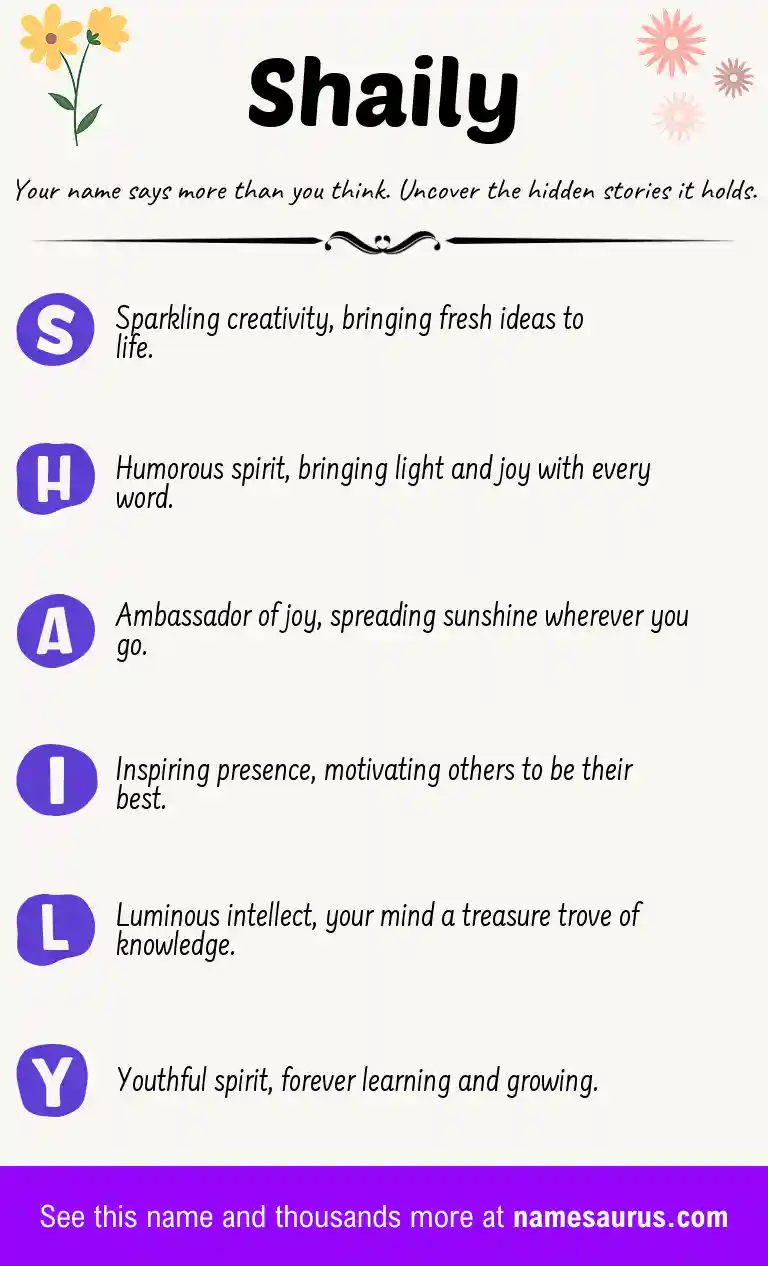 Acrostic poem about Shaily.