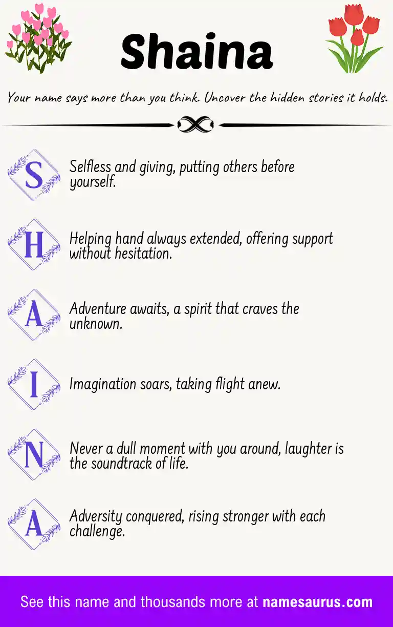 Acrostic poem about Shaina.