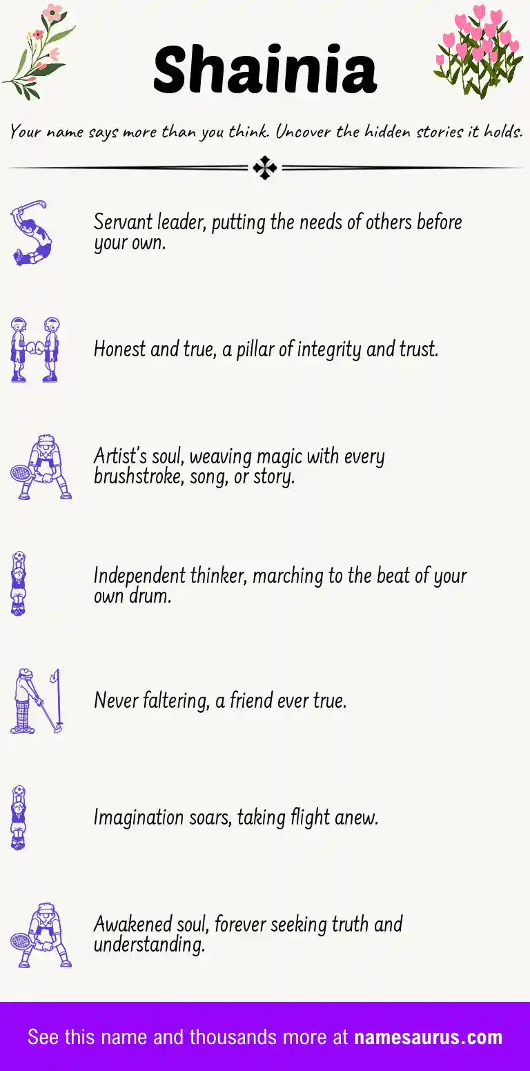 Acrostic poem about Shainia.