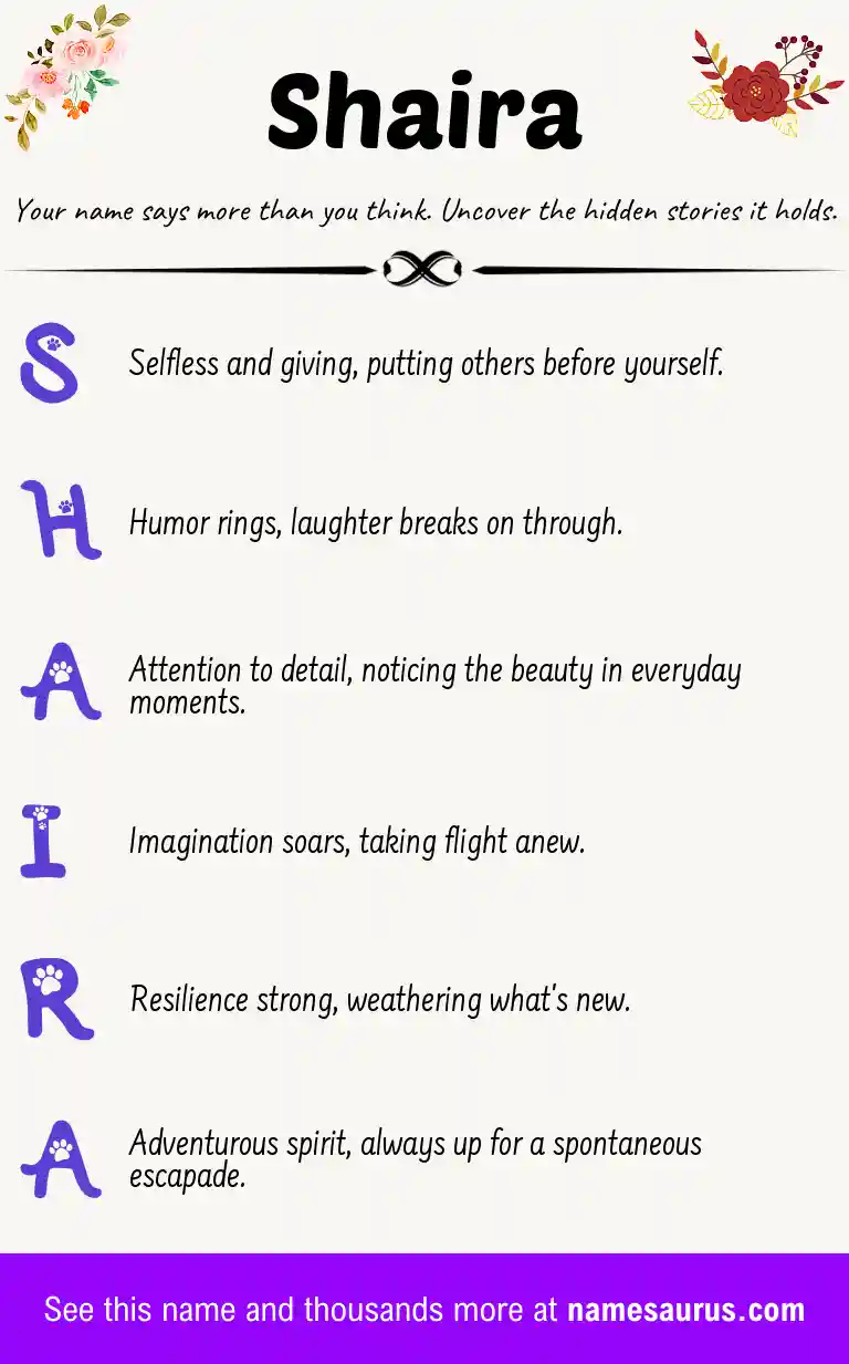 Acrostic poem about Shaira.