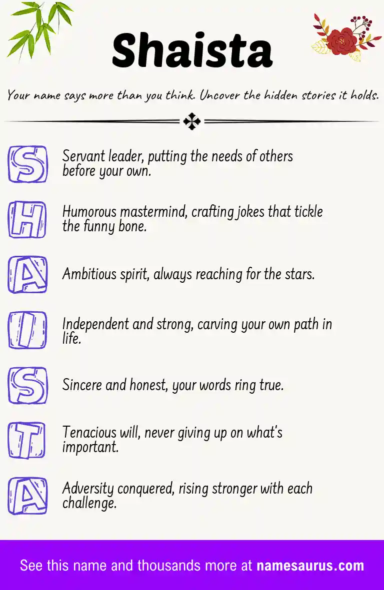 Acrostic poem about Shaista.