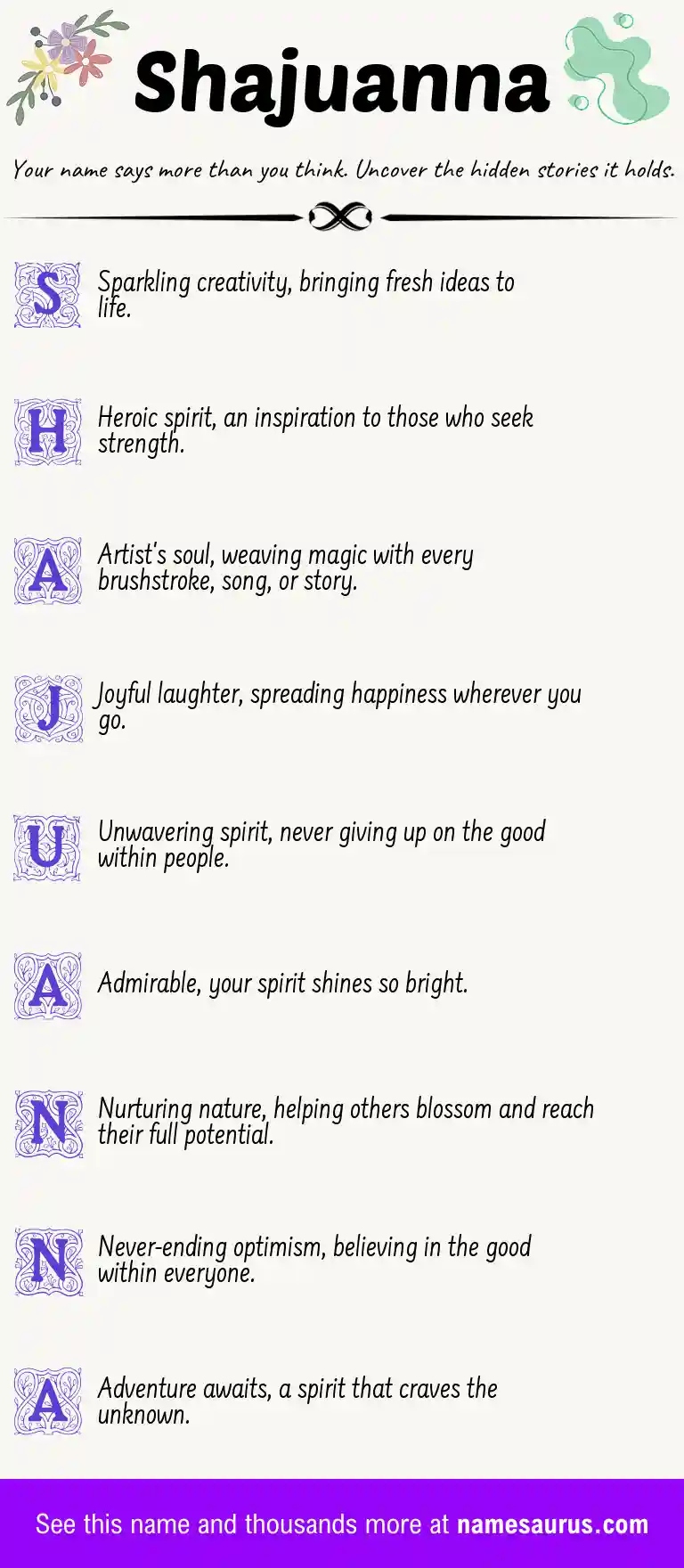 Acrostic poem about Shajuanna.