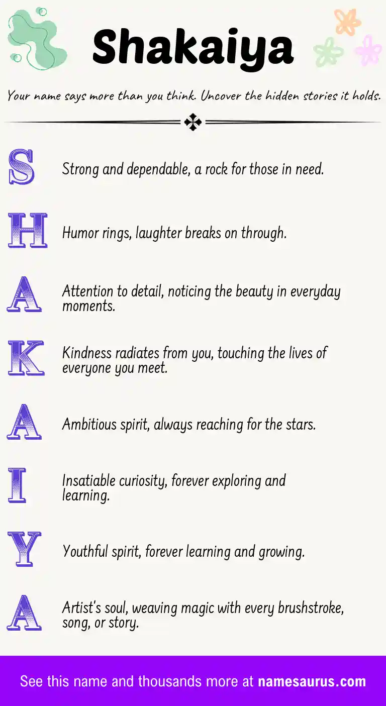 Acrostic poem about Shakaiya.