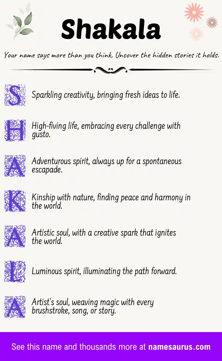 Acrostic poem about Shakala.
