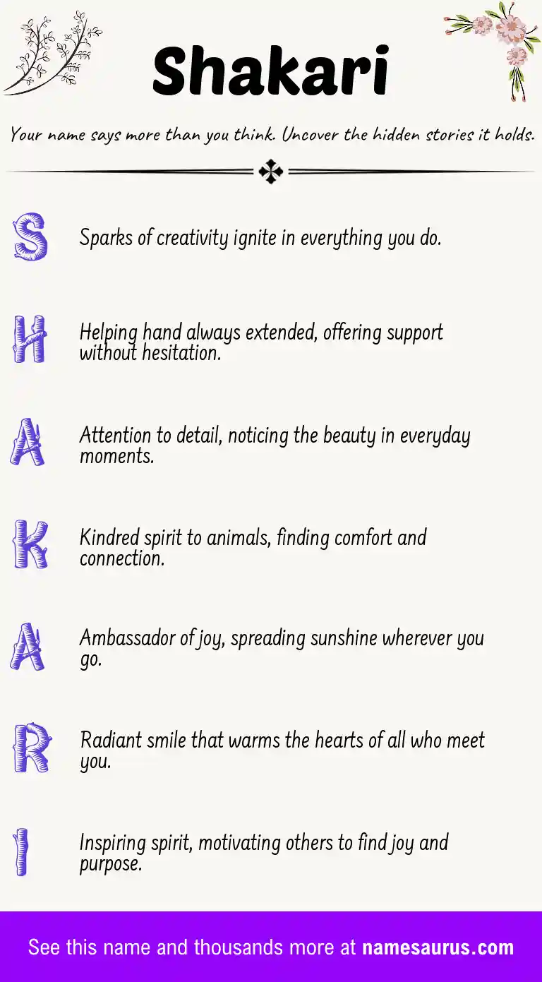 Acrostic poem about Shakari.