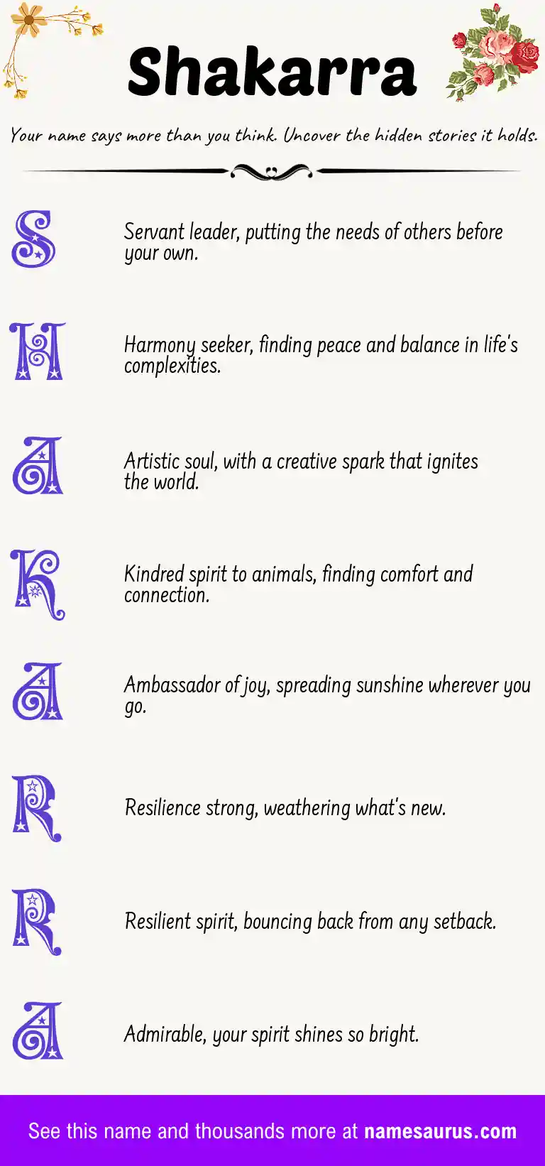 Acrostic poem about Shakarra.