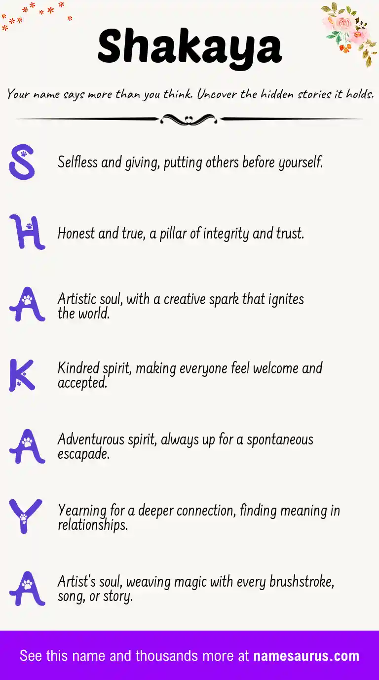 Acrostic poem about Shakaya.