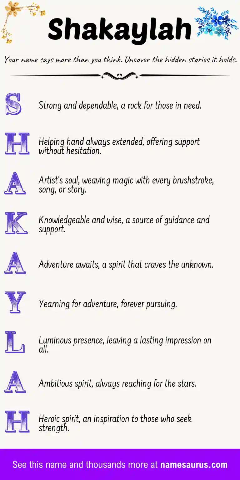 Acrostic poem about Shakaylah.