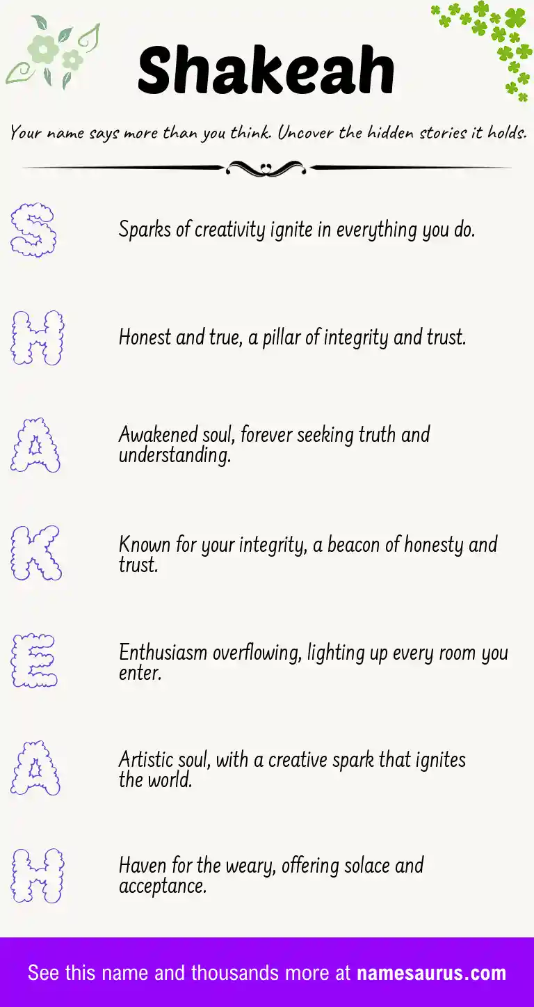 Acrostic poem about Shakeah.