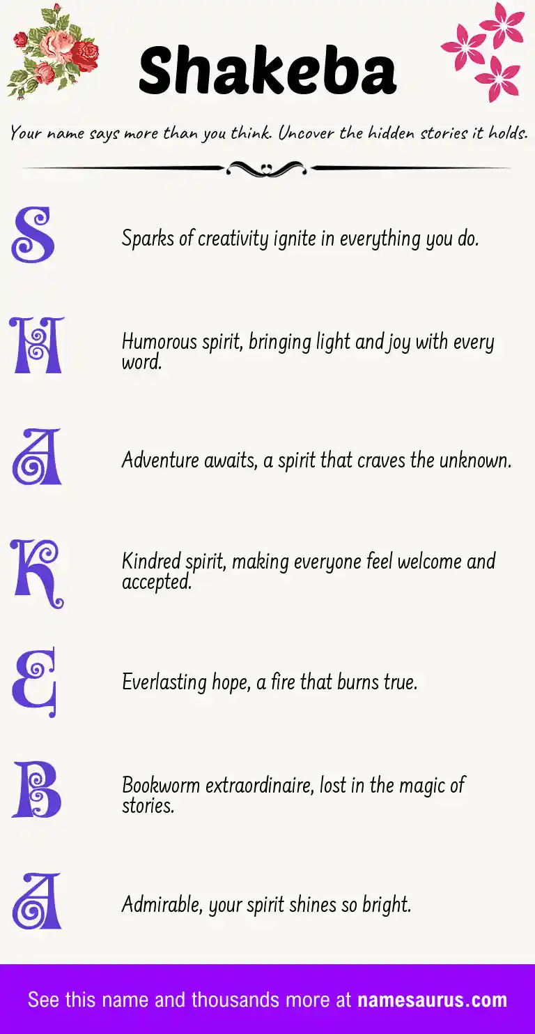 Acrostic poem about Shakeba.