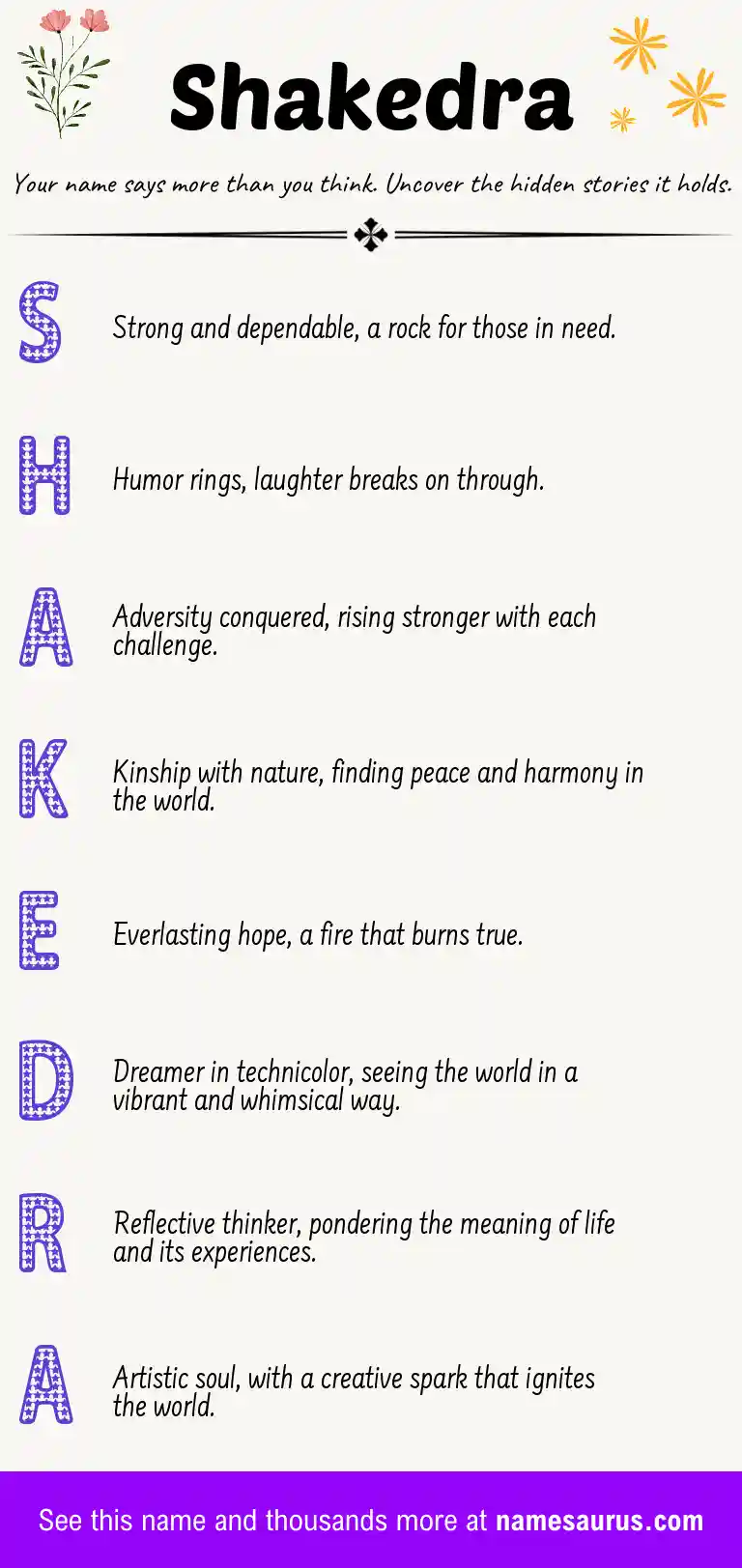 Acrostic poem about Shakedra.