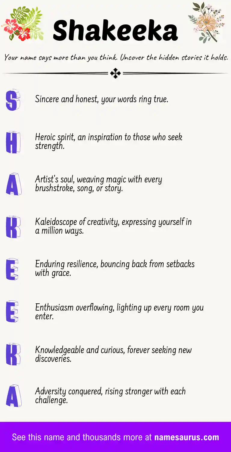 Acrostic poem about Shakeeka.