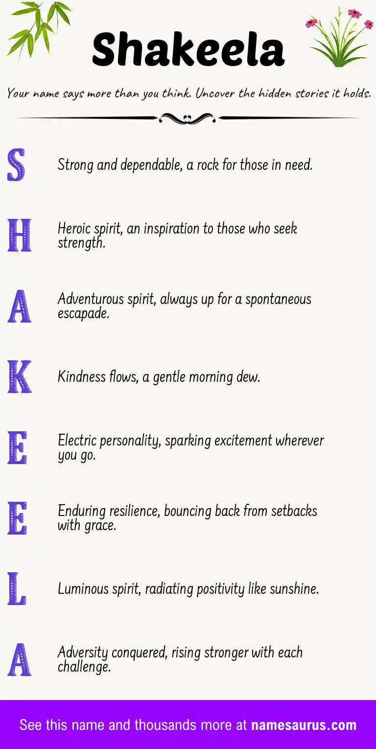 Acrostic poem about Shakeela.