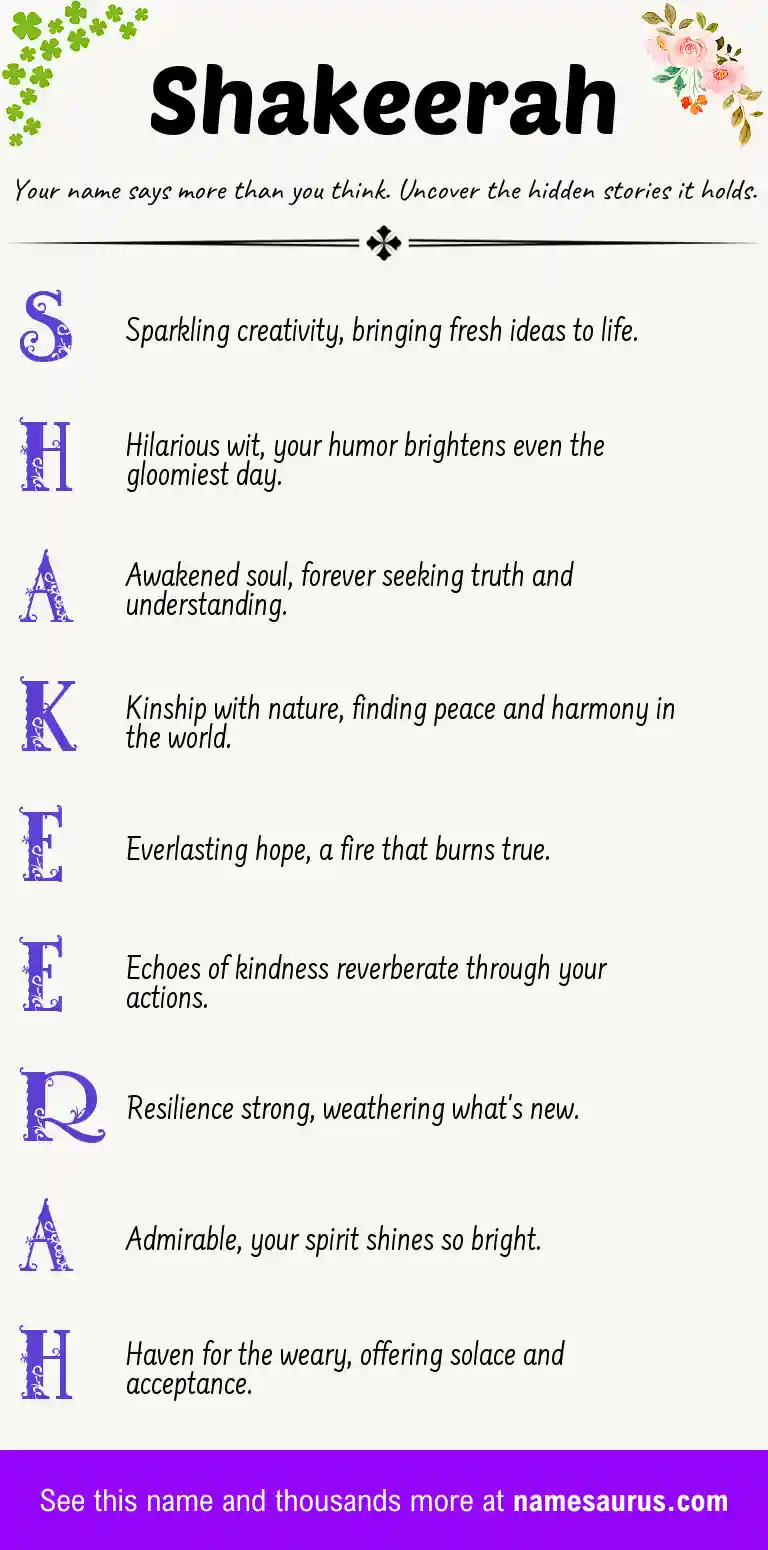 Acrostic poem about Shakeerah.