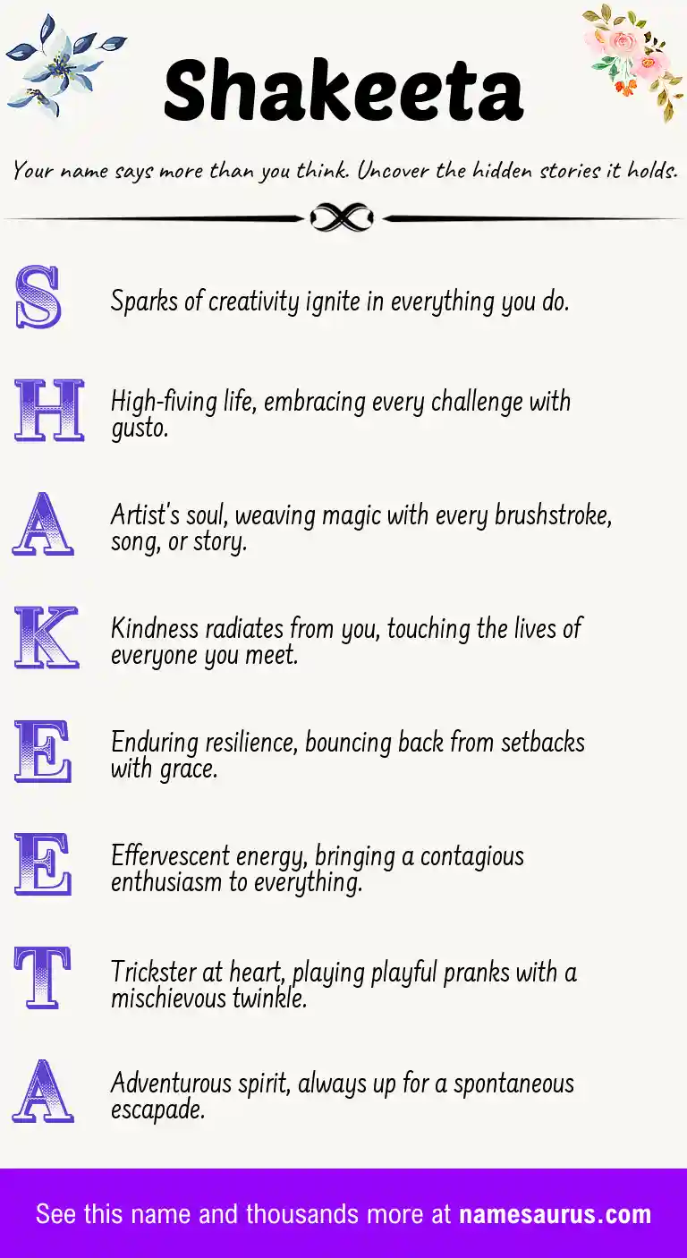 Acrostic poem about Shakeeta.