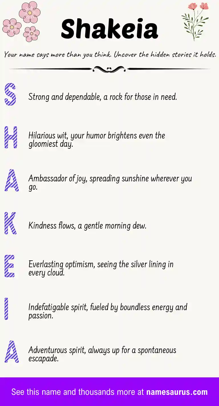 Acrostic poem about Shakeia.