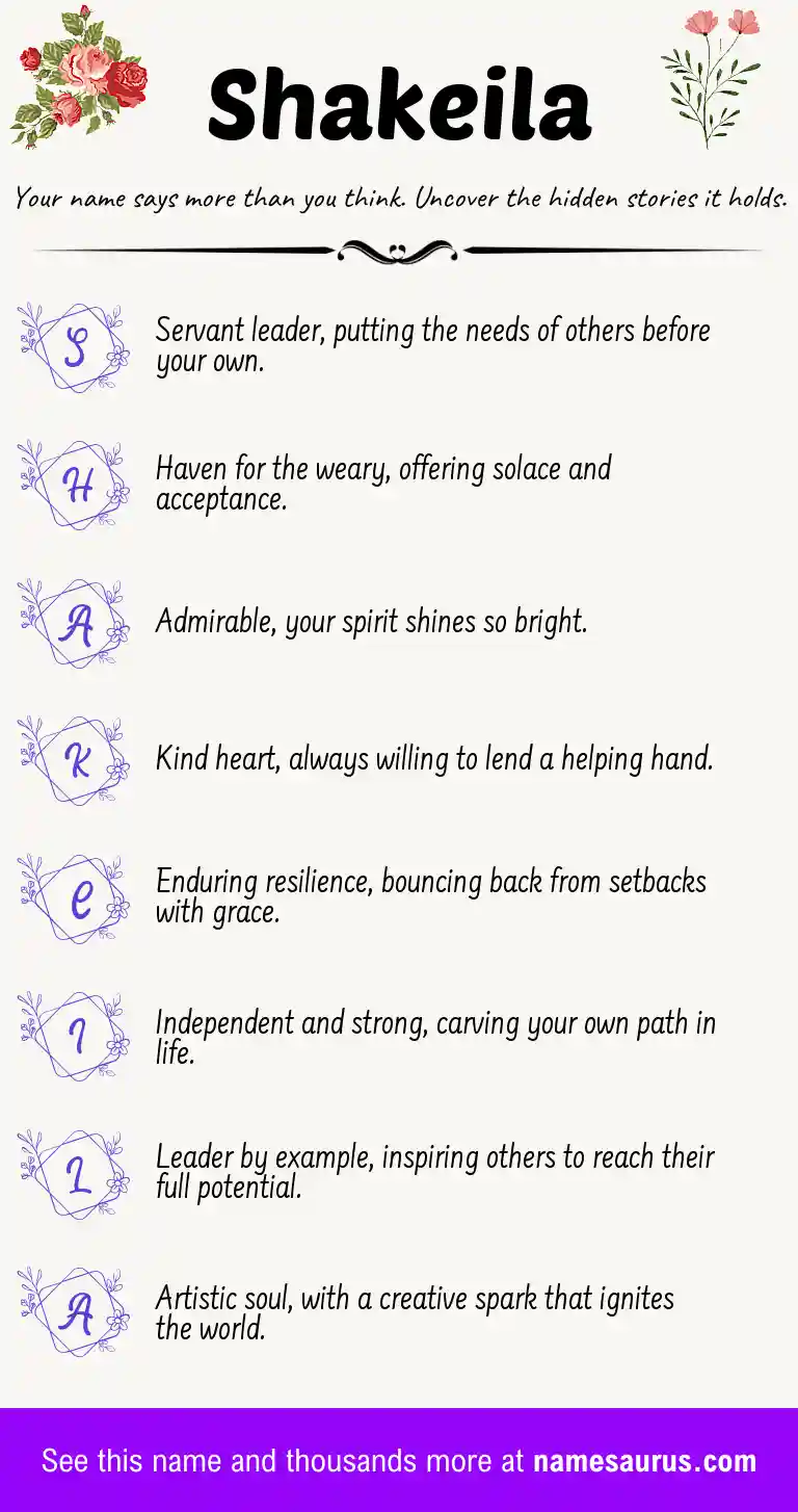 Acrostic poem about Shakeila.