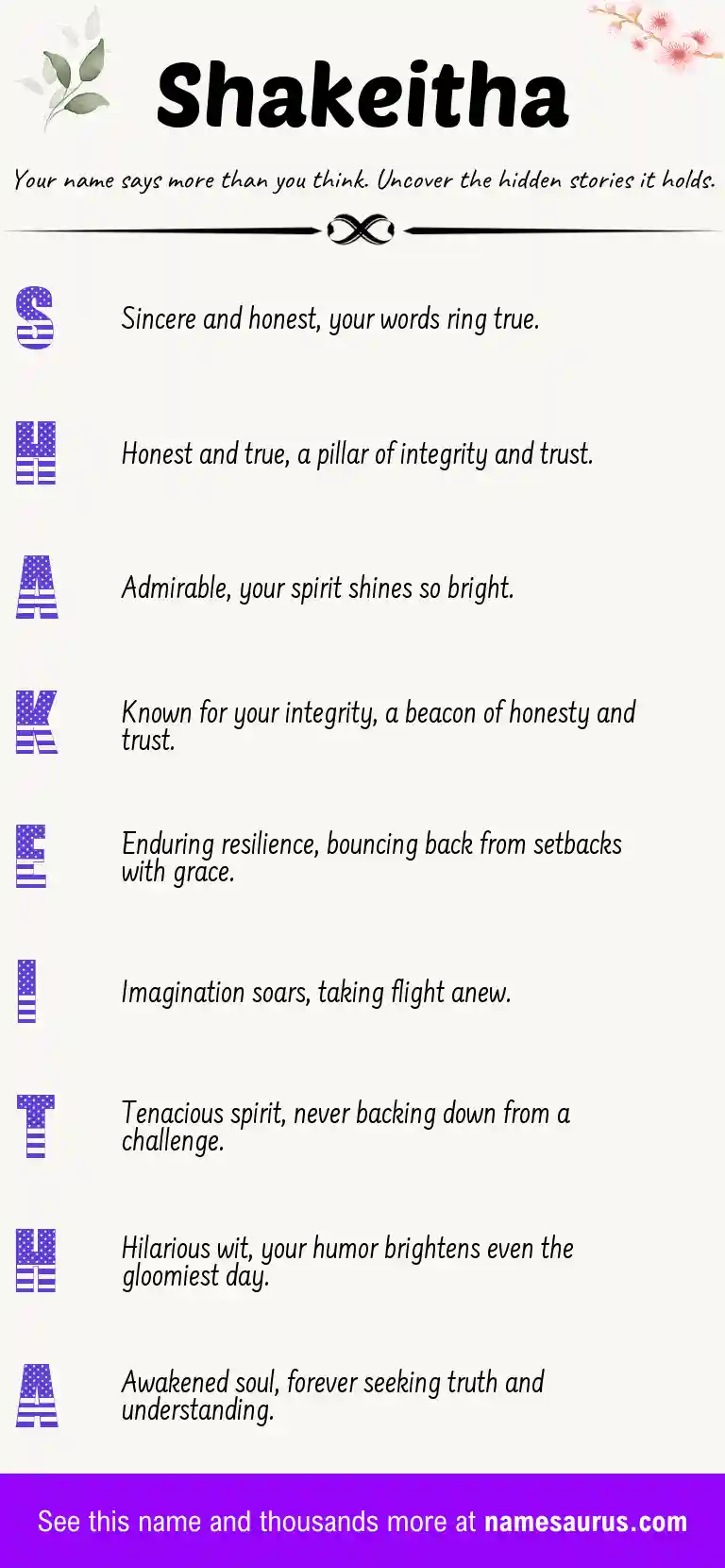 Acrostic poem about Shakeitha.