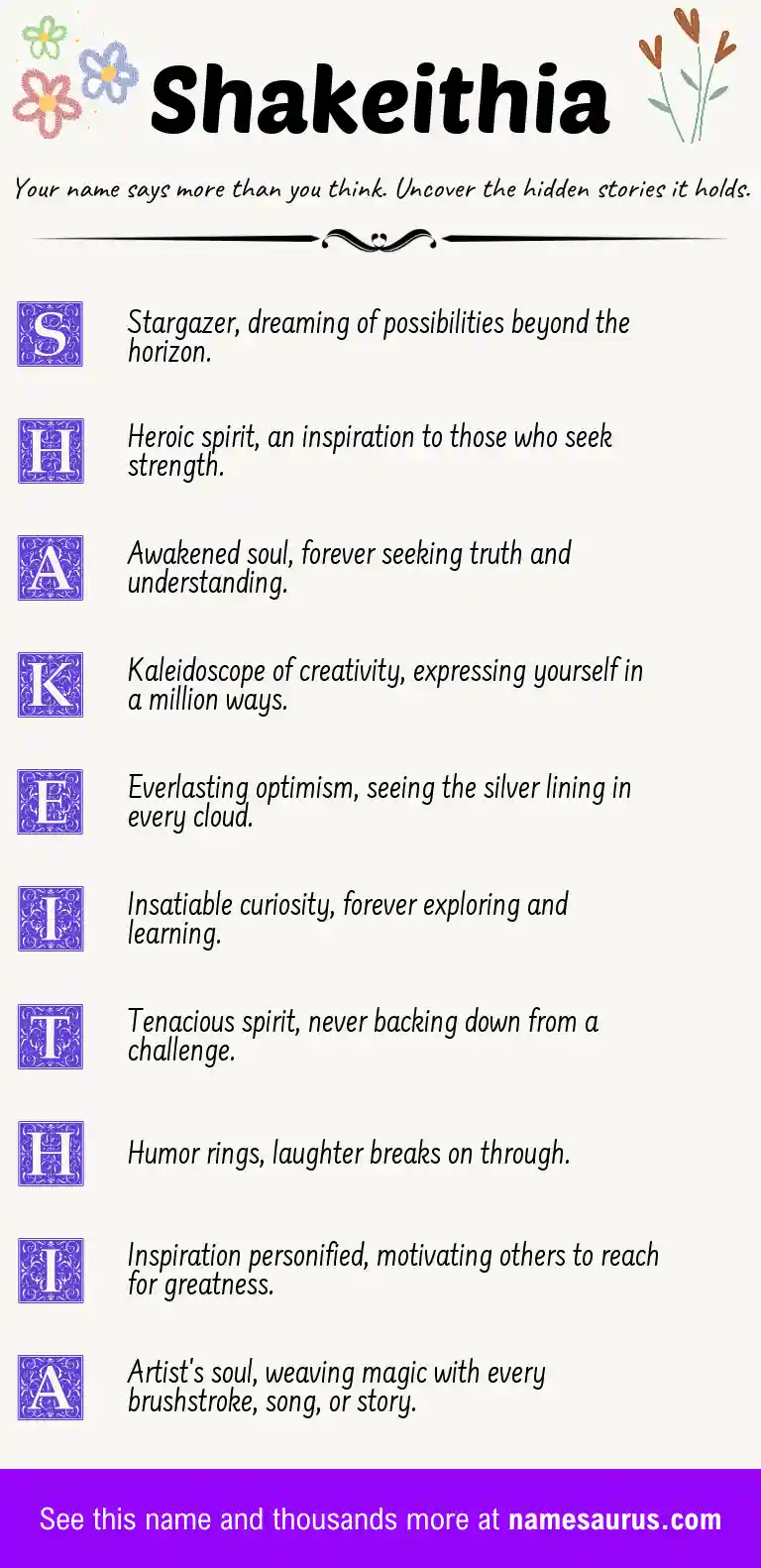 Acrostic poem about Shakeithia.