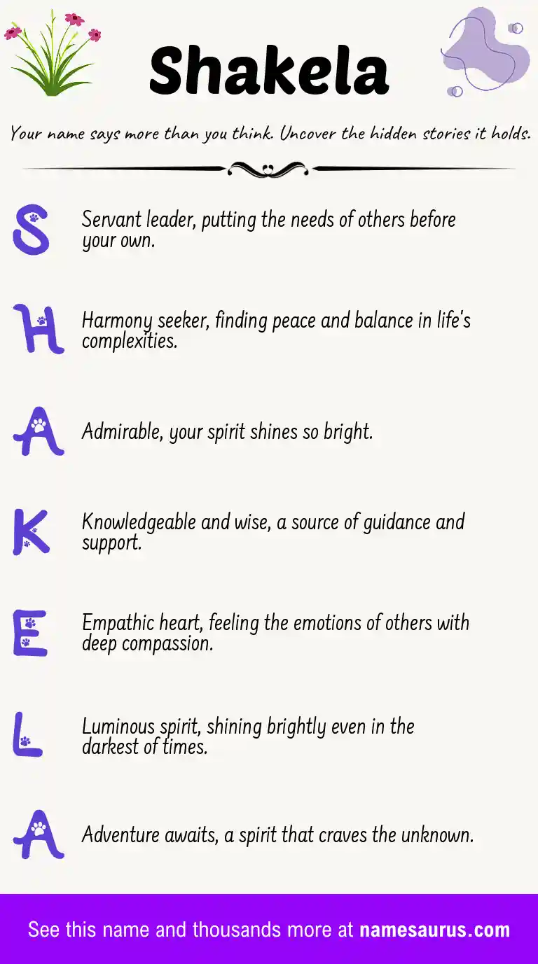 Acrostic poem about Shakela.