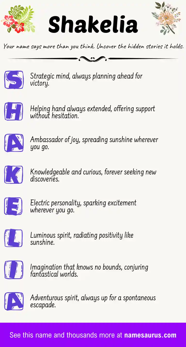 Acrostic poem about Shakelia.