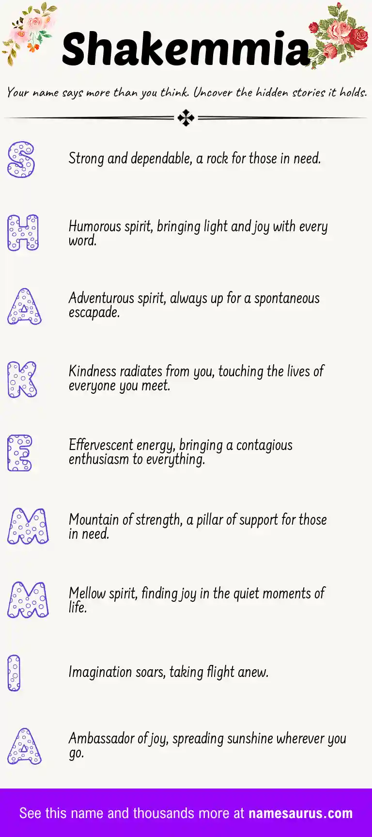 Acrostic poem about Shakemmia.