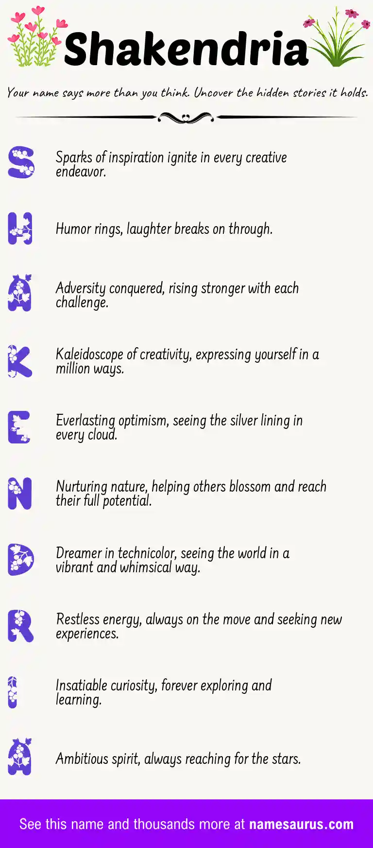 Acrostic poem about Shakendria.