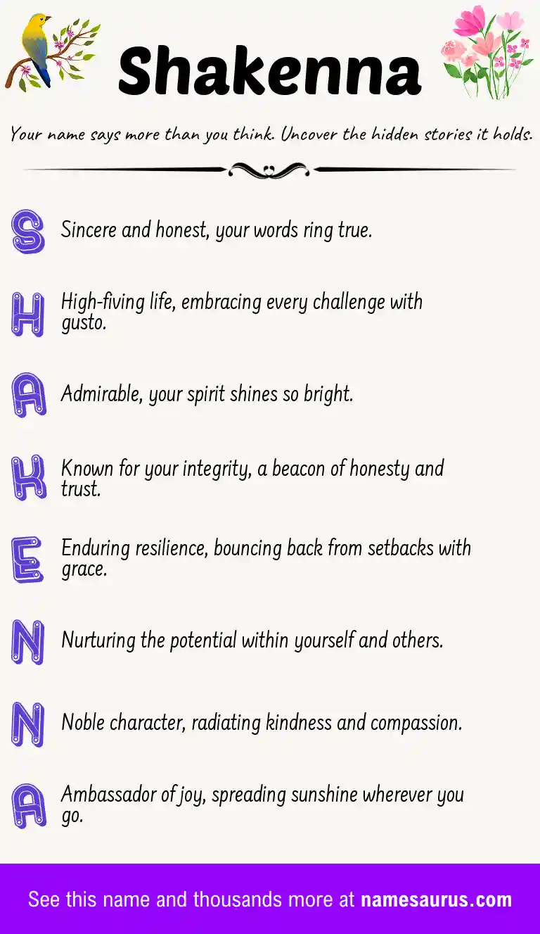 Acrostic poem about Shakenna.