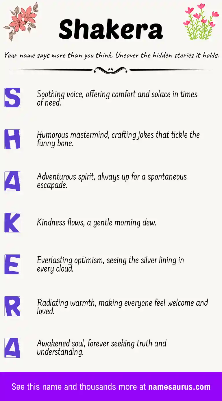 Acrostic poem about Shakera.