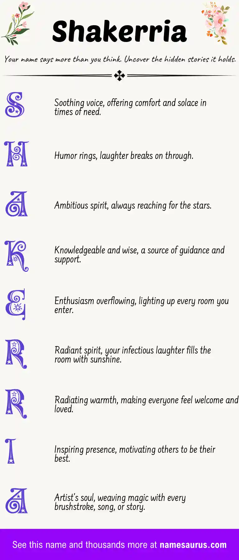 Acrostic poem about Shakerria.