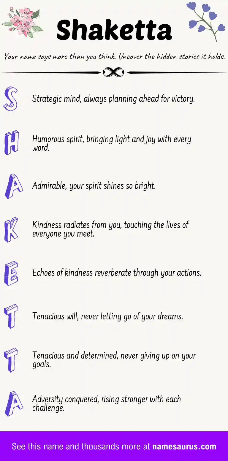 Acrostic poem about Shaketta.