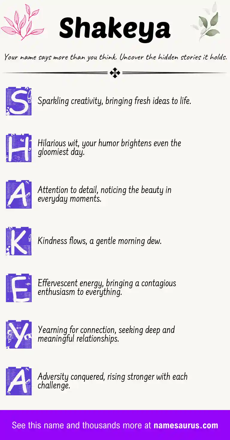 Acrostic poem about Shakeya.