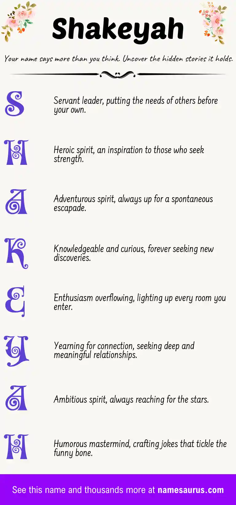 Acrostic poem about Shakeyah.