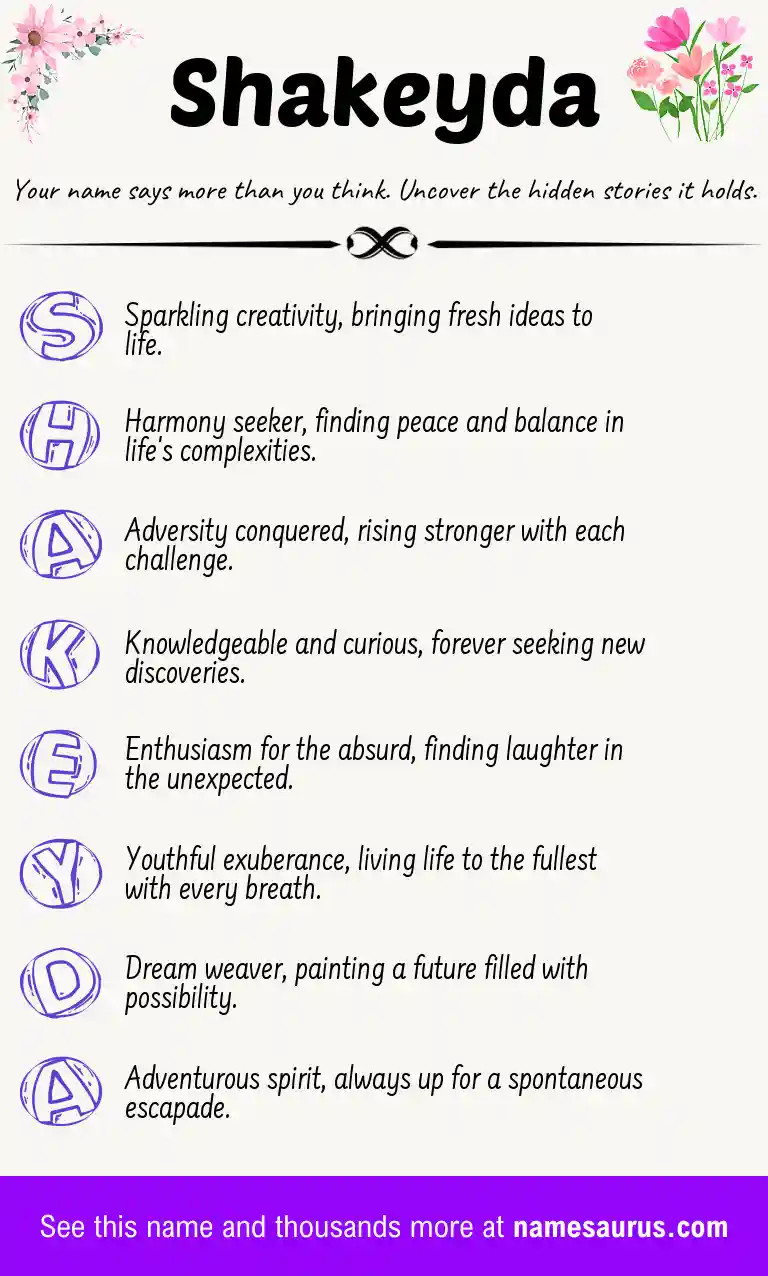 Acrostic poem about Shakeyda.