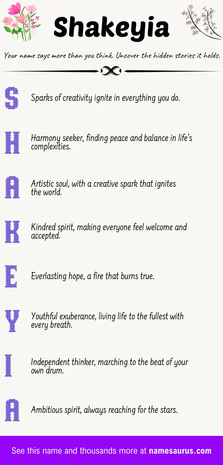 Acrostic poem about Shakeyia.