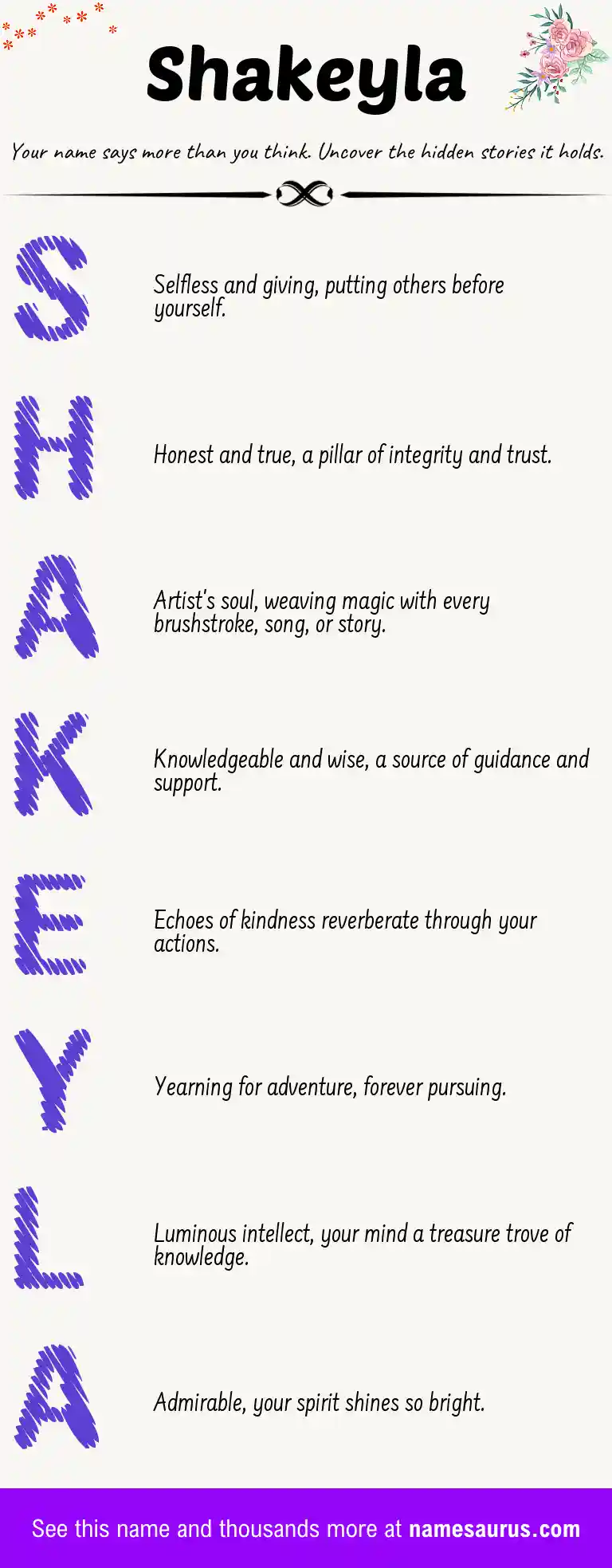 Acrostic poem about Shakeyla.