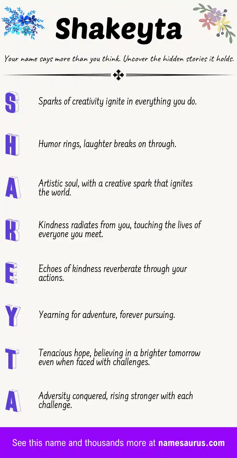 Acrostic poem about Shakeyta.