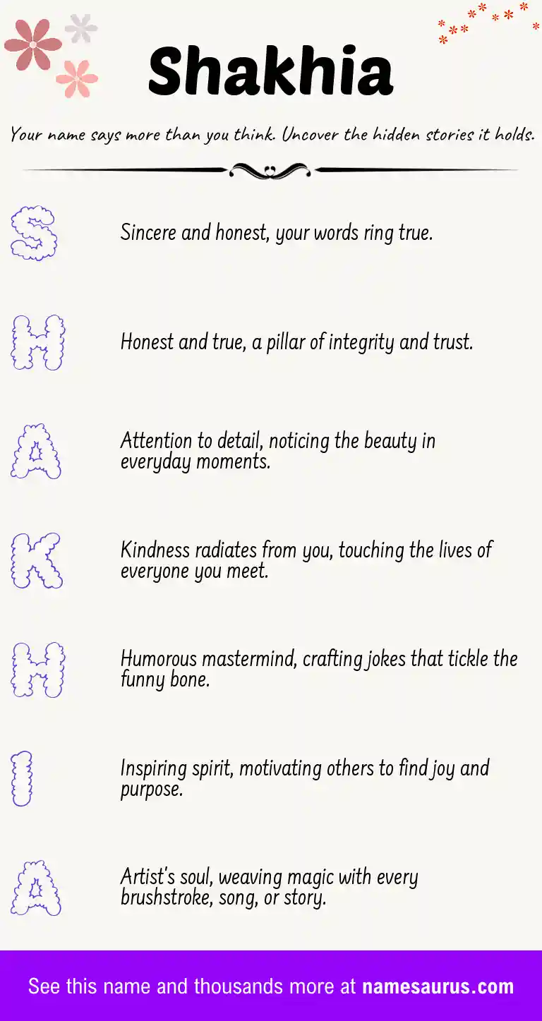 Acrostic poem about Shakhia.
