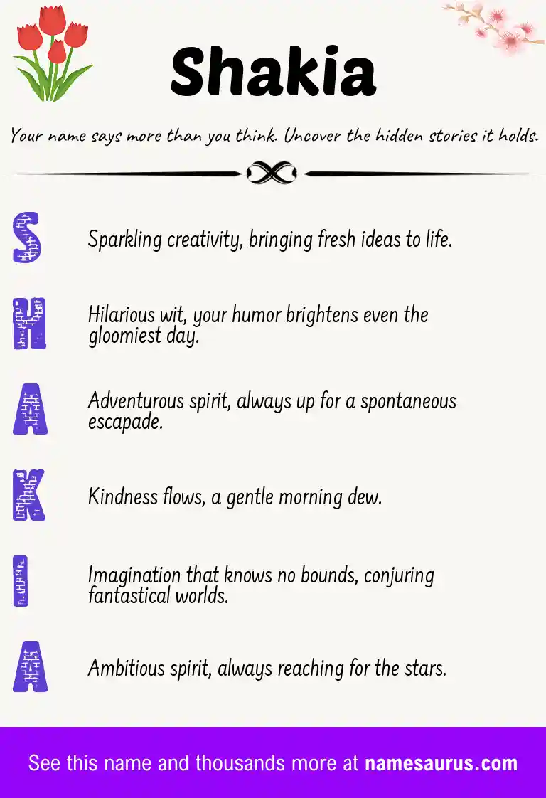 Acrostic poem about Shakia.