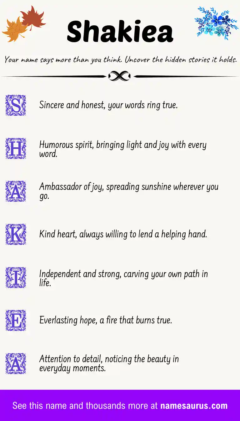 Acrostic poem about Shakiea.