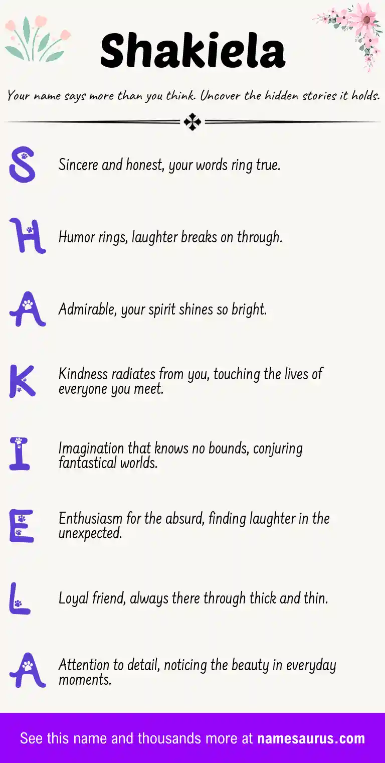 Acrostic poem about Shakiela.