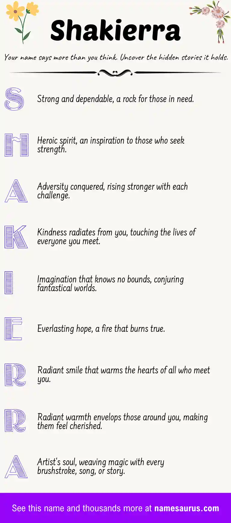 Acrostic poem about Shakierra.