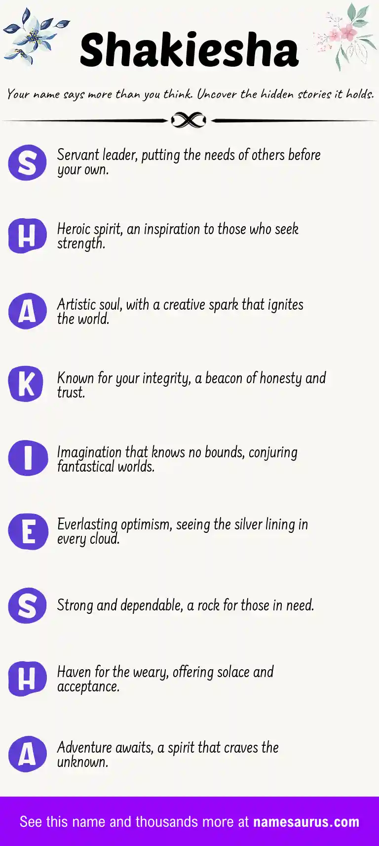 Acrostic poem about Shakiesha.
